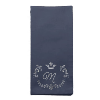 Federal Blue Crown Crest Monogrammed Cloth Napkin