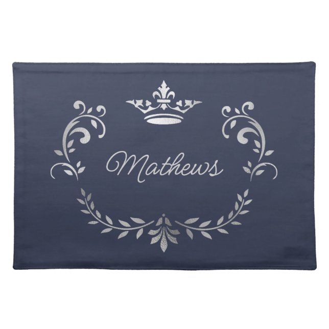 Federal Blue Crown Crest Personalized  Cloth Placemat (Front)