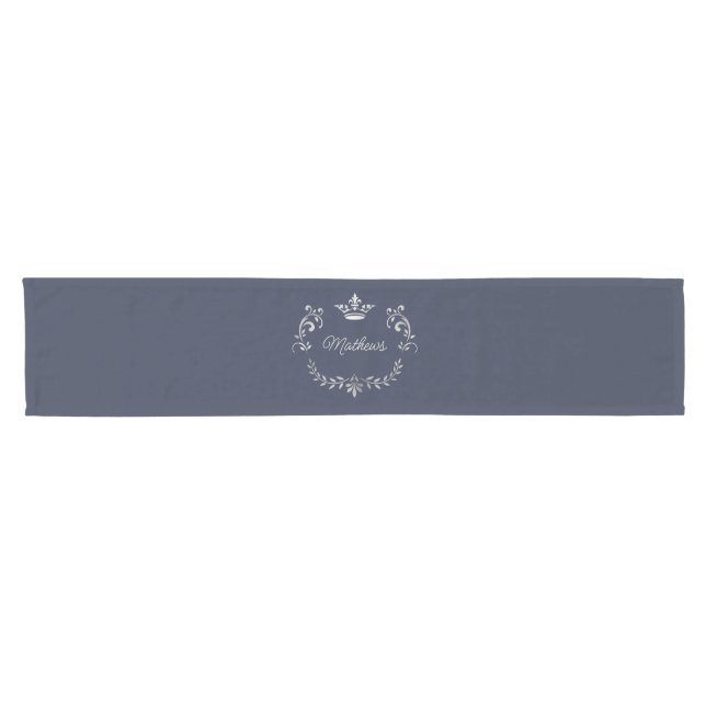 Federal Blue Crown Crest Personalized Short Table Runner (Horizontal)