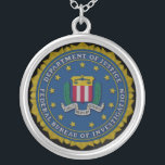 Federal Bureau of Investigation (FBI) Silver Plated Necklace<br><div class="desc">The Federal Bureau of Investigation (FBI) is an agency of the United States Department of Justice that serves as both a federal criminal investigative body and an internal intelligence agency. The FBI has investigative jurisdiction over violations of more than 200 categories of federal crime. Its motto is a backronym of...</div>