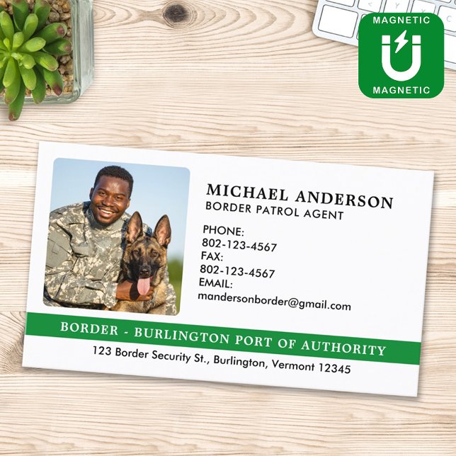 Federal Military Custom Photo Border Patrol Agent Business Card Magnet (Creator Uploaded)