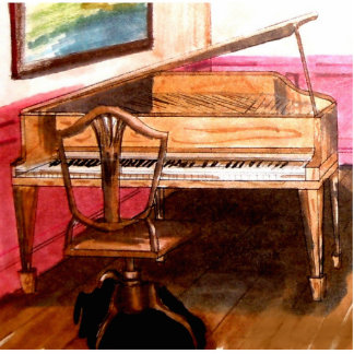 Federal Style Piano Brooch Pin Statuette