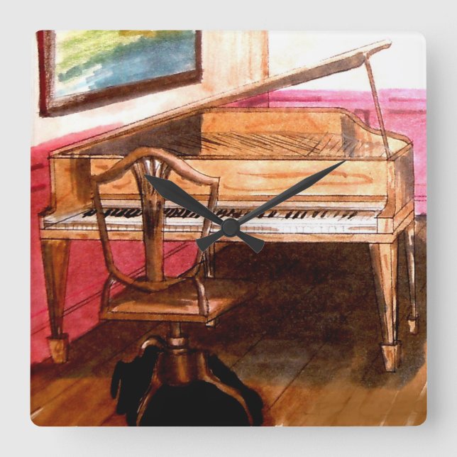 Federal Style Piano Square Wall Clock (Front)