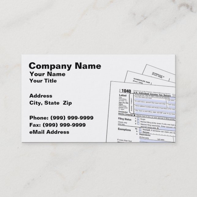 Federal Tax Forms Business Card (Front)