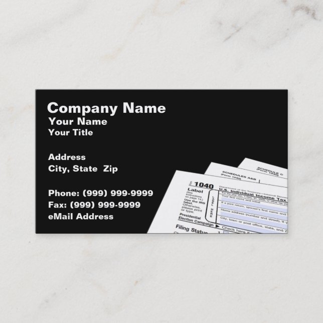 Federal Tax Forms Business Card (Front)