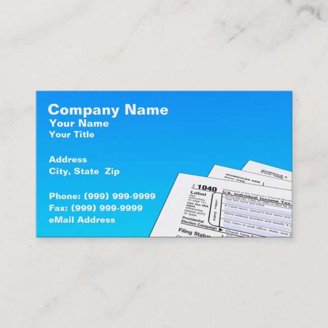 Federal Tax Forms Business Card (Front)