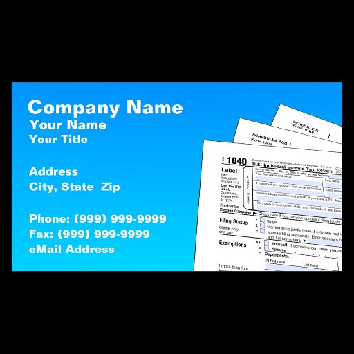 Customizable Federal Tax Forms Business Card Template