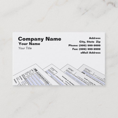 Federal Tax Forms on White Background Business Card