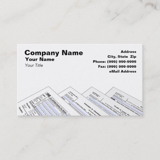 Customizable Federal Tax Forms on White Background Business Card Template