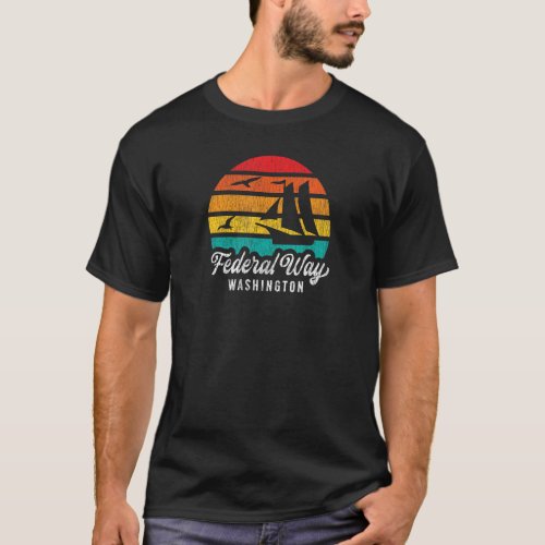 Federal Way Wa Federal Way Washington Retro Sunset T_Shirt