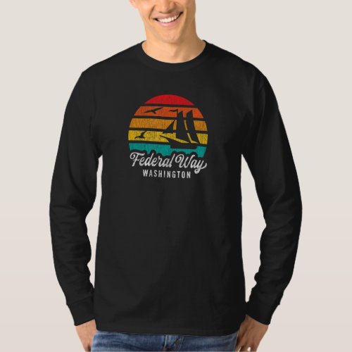 Federal Way Wa Federal Way Washington Retro Sunset T_Shirt