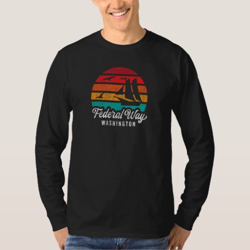 Federal Way Wa Federal Way Washington Retro Sunset T_Shirt