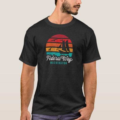 Federal Way Wa Federal Way Washington Retro Sunset T_Shirt