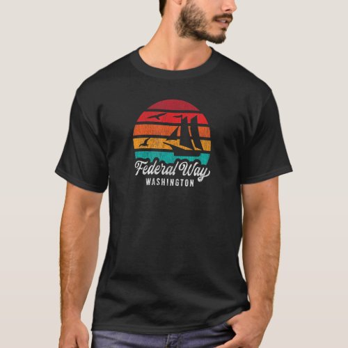 Federal Way Wa Federal Way Washington Retro Sunset T_Shirt