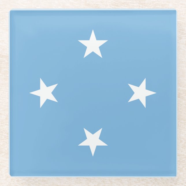 Federated States of Micronesia Flag Glass Coaster (Front)