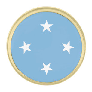 Federated States of Micronesia Flag Gold Finish Lapel Pin