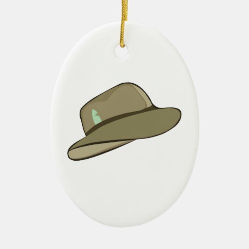 Fedora Hat Ceramic Ornament