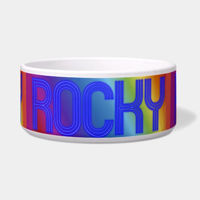 Feed Bowl for Dog with Name of Rocky (Front)