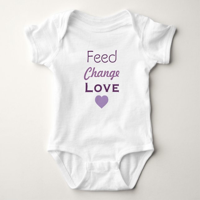 Feed Change Love Heart Baby Bodysuit (Front)