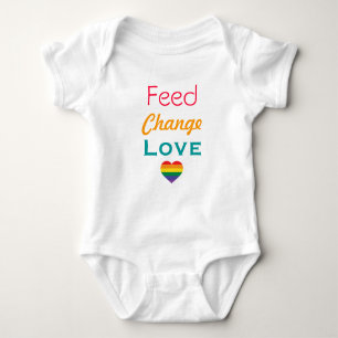 Feed Change Love Rainbow Heart Baby Bodysuit