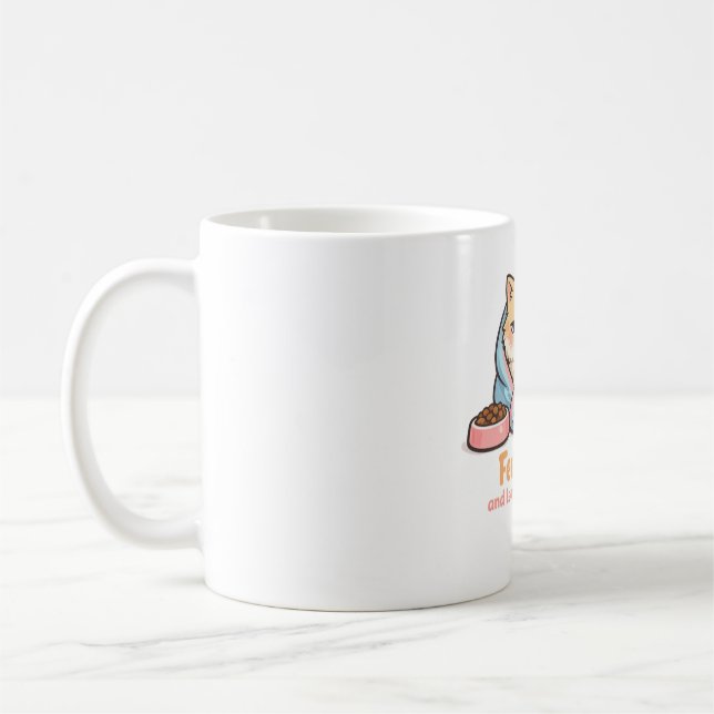 Feed Me and Leave Me Alone Funny Sleepy Cat Coffee Mug (Left)