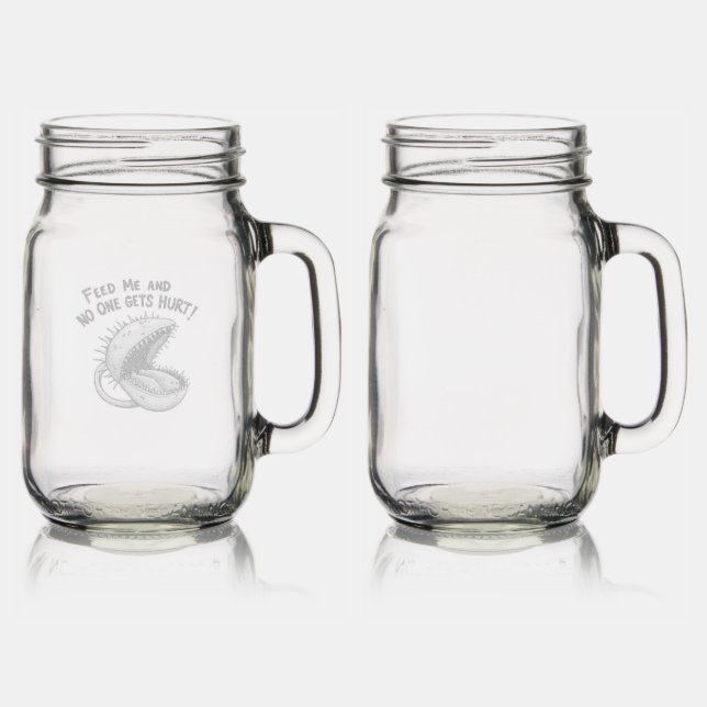 Feed Me and No One Gets Hurt Venus flytrap Plant Mason Jar W/ Handle (Glassware)