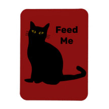 Feed Me black cat magnet red