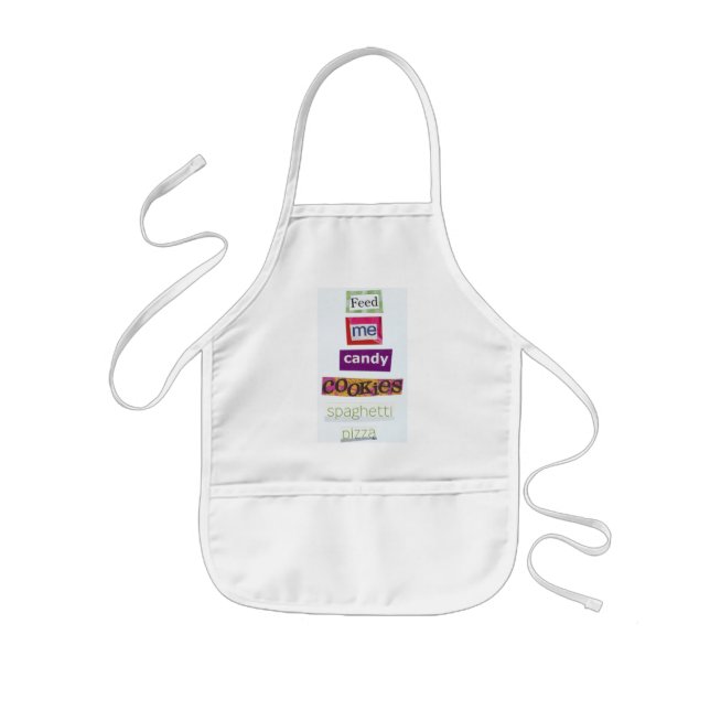feed me candy cookies spaghetti pizza kids' apron (Front)
