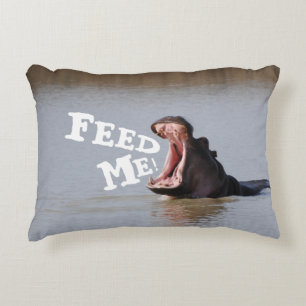 Feed Me! Hippo Funny Accent Pillow