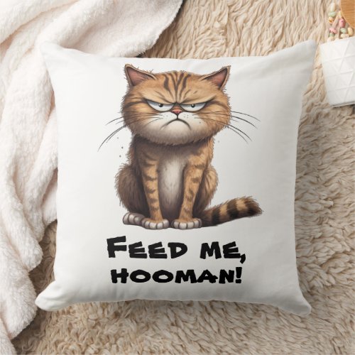 Feed Me Hooman  Funny Throw Pillow