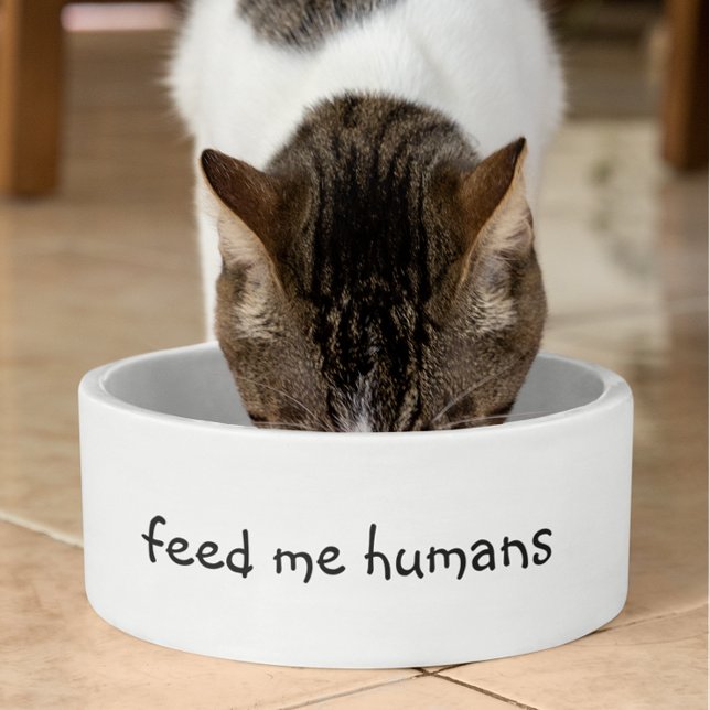 Feed me Humans Funny Humor Dog Cat Pet Bowl (Creator Uploaded)