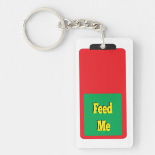 Feed Me Hungry Battery Keychain