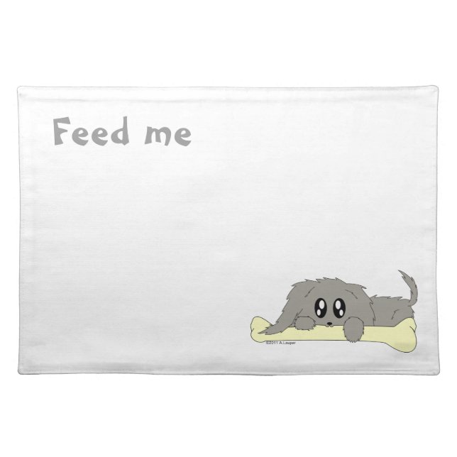 Feed Me Puppy Dog with Bone Food Water Placemat (Front)