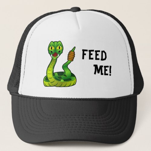 Feed Me Reptile Rattlesnake Cartoon Trucker Hat