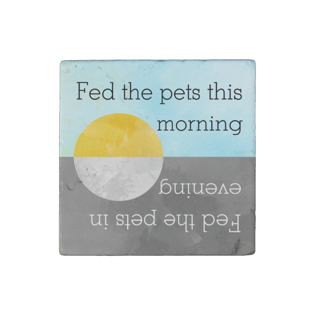 Feed Pets Kitchen Reminder | Fed Dog Cat Fish Pet Stone Magnet (Front)