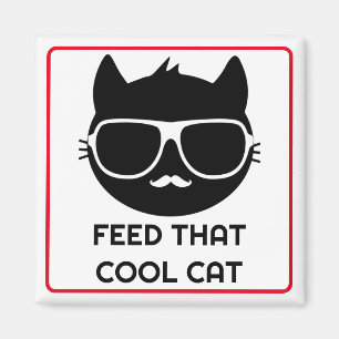 Feed That Cool Cat Pet Feeding Reminder Mini Magnet