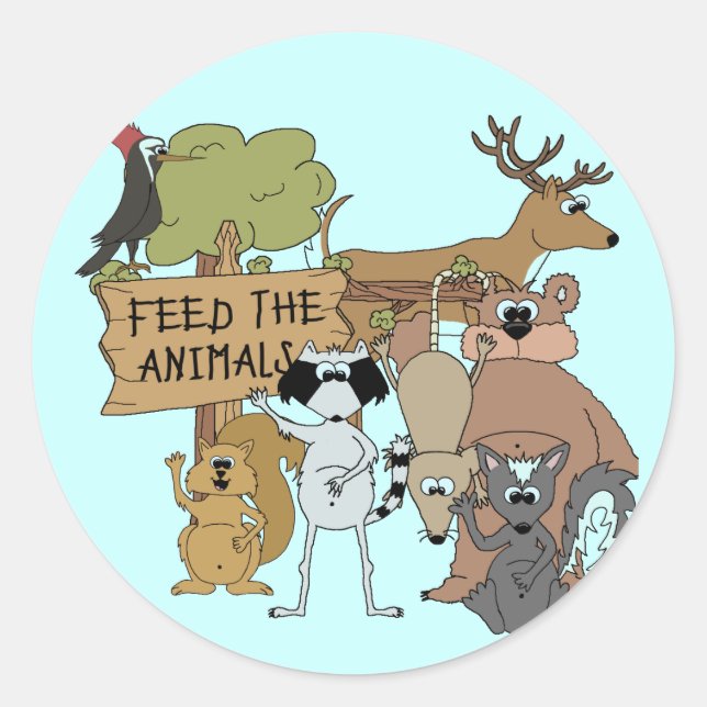 Feed the Animals Classic Round Sticker (Front)