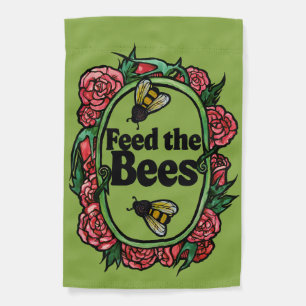 Feed the Bees cute beekeepers artwork beekeeping Garden Flag