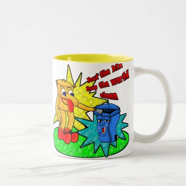 Feed the bin - Keep the world clean Two-Tone Coffee Mug (Right)