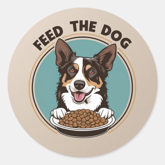 Feed The Dog Classic Round Sticker (Front)