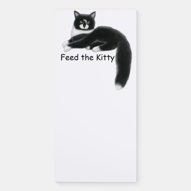 Feed the Kitty Cat Grocery List Magnetic Notepad (Front)