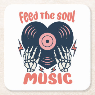 feed the soul music square paper coaster