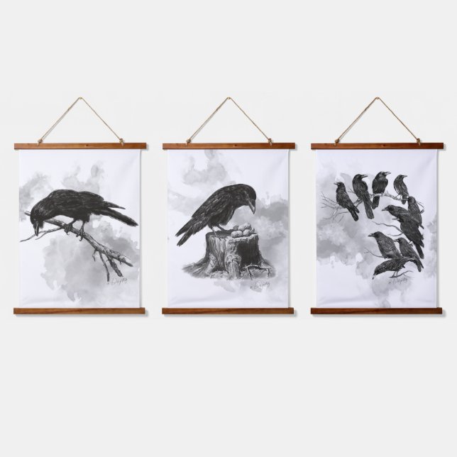 Feed them Peanuts Crow Lovers  Hanging Tapestry (Triple)