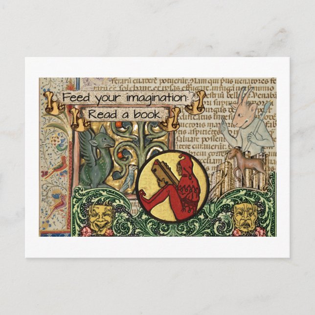 Feed your imagination: Read a book Postcard (Front)