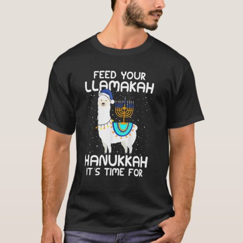 Feed Your Llamakah Llama Hanukkah Costume Alpaca C T_Shirt
