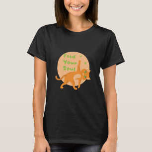 Feed your soul Kawaii orange funny cat doing yoga T-Shirt