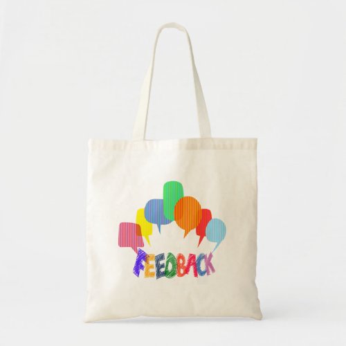 Feedback abstract word cloud colorful dialogue tote bag