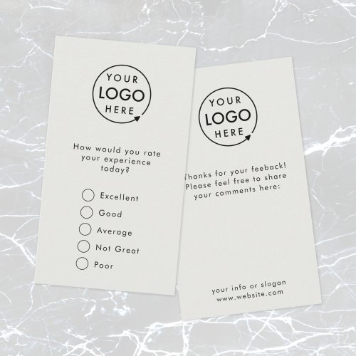 Feedback  Modern Minimalist Gray Logo Survey Card