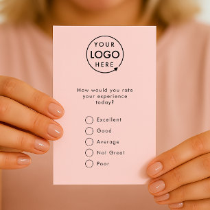 Feedback Modern Minimalist Pink Logo Survey Card