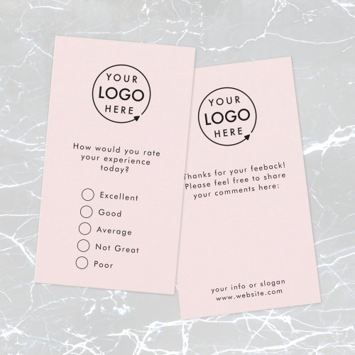 Feedback  Modern Minimalist Pink Logo Survey Card
